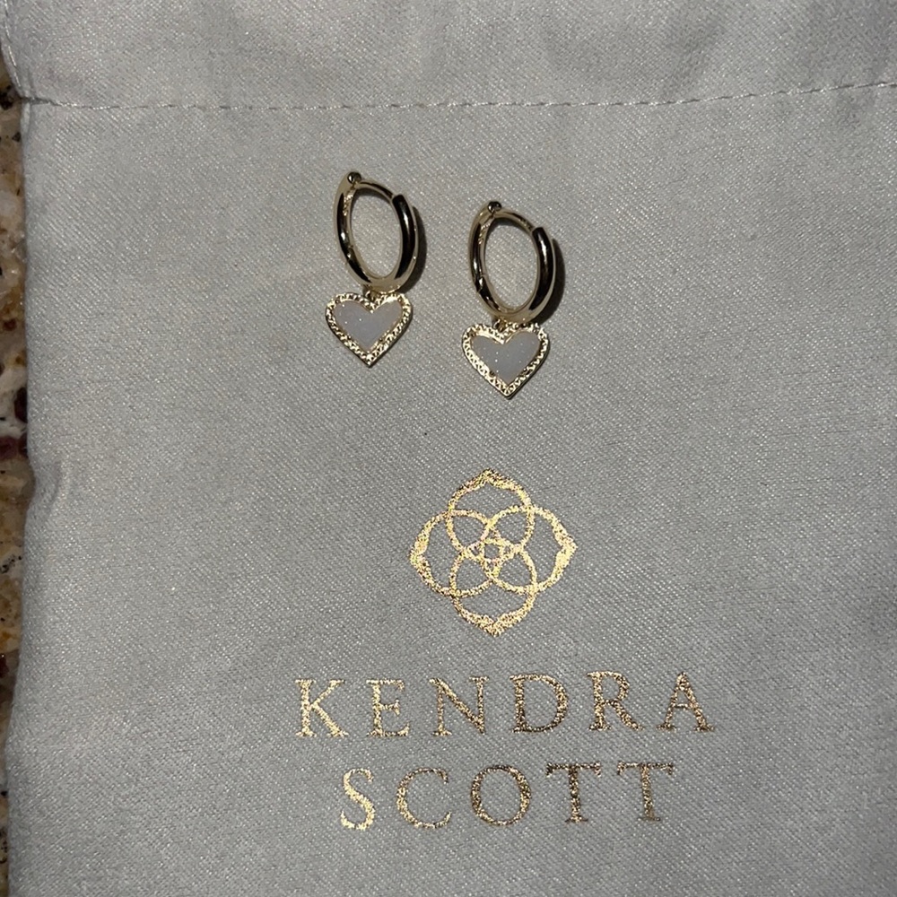 Gold iridescent drusy huggie Kendra Scott earrings